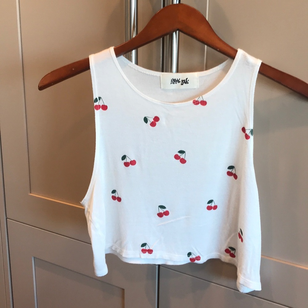 Cherries crop tank loose fit scoop SO CUTE CHERRY